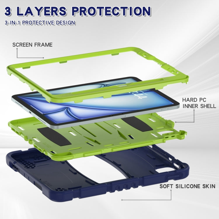 For iPad Air 11 2024 3-Layer Silicone Hybrid PC Tablet Case(Navy Blue Lime) - iPad Air 11 2024 Cases by buy2fix | Online Shopping UK | buy2fix