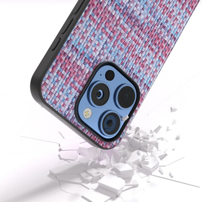 For iPhone 16 Pro Black Frame Color Lattice Texture PU Phone Case(Purple) - iPhone 16 Pro Cases by buy2fix | Online Shopping UK | buy2fix