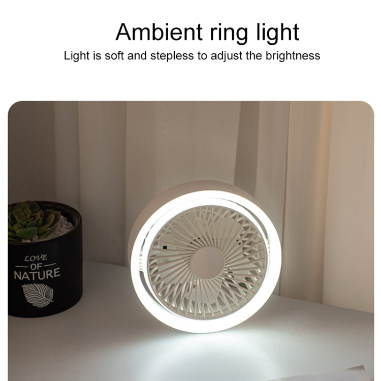 N601 180 Degree Rotating Type-C Desktop Fan with LED Ambience Light(White) - Electric Fans by buy2fix | Online Shopping UK | buy2fix