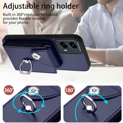 For Motorola Moto G 5G 2024 Organ Card Bag Ring Holder Phone Case with Long Lanyard(Blue) - Motorola Cases by buy2fix | Online Shopping UK | buy2fix