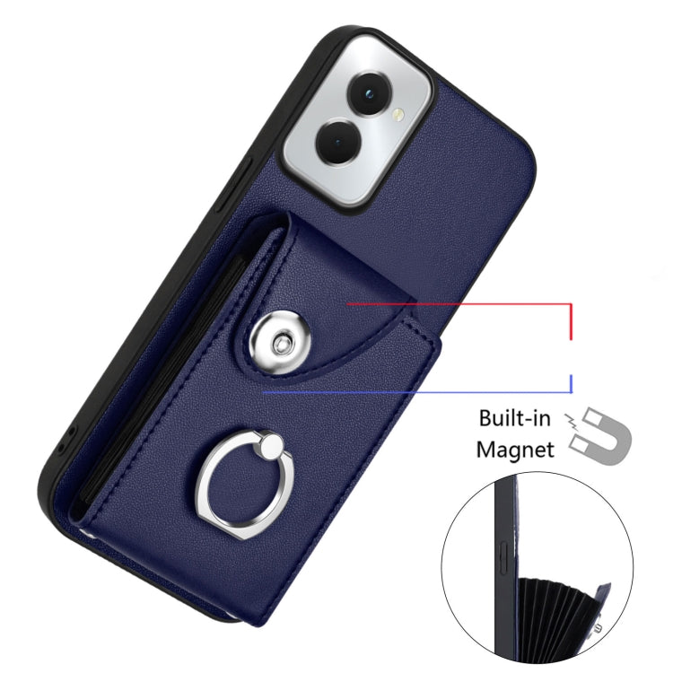 For Motorola Moto G Power 2024 5G Organ Card Bag Ring Holder Phone Case with Long Lanyard(Blue) - Motorola Cases by buy2fix | Online Shopping UK | buy2fix