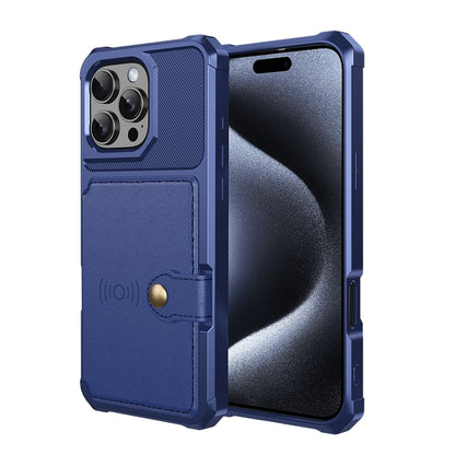 For iPhone 16 Pro Max Magnetic Wallet Card Bag Leather Phone Case(Blue) - iPhone 16 Pro Max Cases by buy2fix | Online Shopping UK | buy2fix