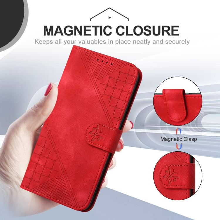 For Google Pixel 9 Pro XL YX0080 Grid Butterfly Embossed Pattern Flip Leather Phone Case with Lanyard(Red) - Google Cases by buy2fix | Online Shopping UK | buy2fix