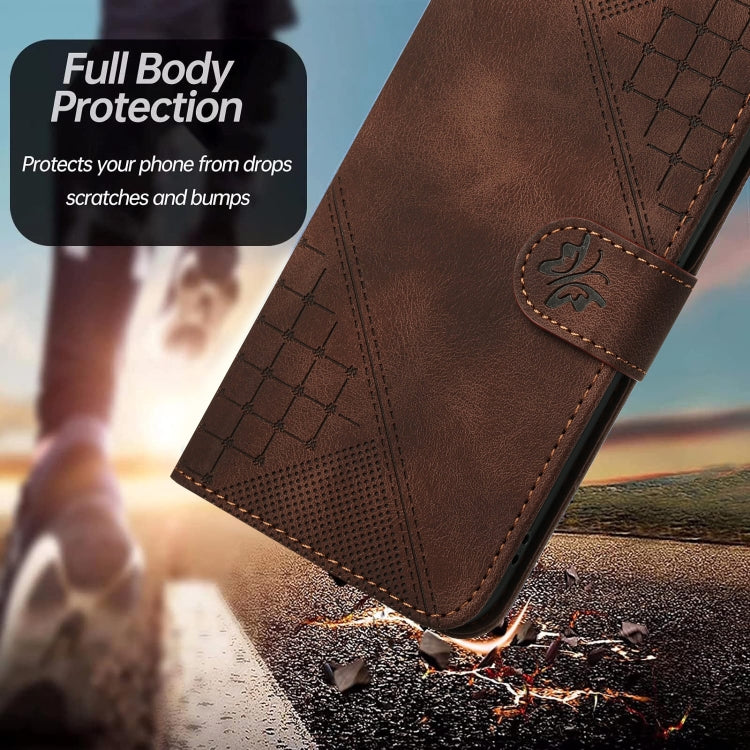 For Google Pixel 9 Pro XL YX0080 Grid Butterfly Embossed Pattern Flip Leather Phone Case with Lanyard(Coffee) - Google Cases by buy2fix | Online Shopping UK | buy2fix