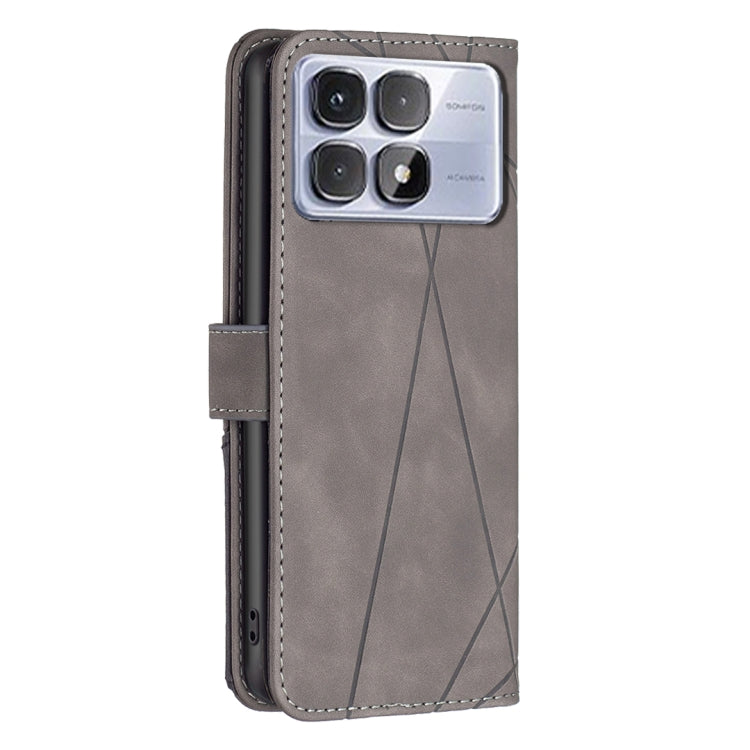 For Redmi K70 Ultra Magnetic Buckle Rhombus Texture Leather Phone Case(Grey) - Xiaomi Cases by buy2fix | Online Shopping UK | buy2fix