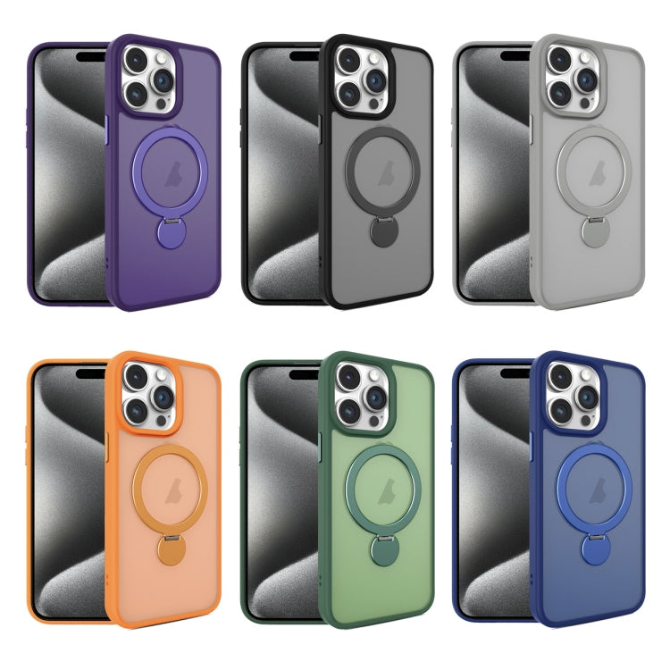 For iPhone 15 Plus 360 Degree Rotating MagSafe Magnetic Bracket Frosted Phone Case(Dark Purple) - iPhone 15 Plus Cases by buy2fix | Online Shopping UK | buy2fix