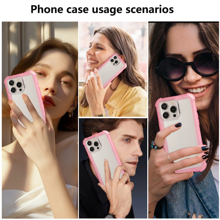 For iPhone 16 Pro Max Transparent Matte TPU Hybrid PC 3-in-1 Phone Case(Pink) - iPhone 16 Pro Max Cases by buy2fix | Online Shopping UK | buy2fix