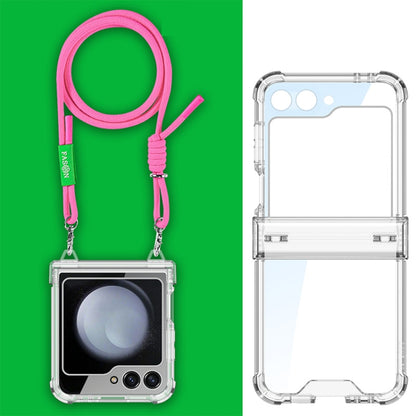 For Samsung Galaxy Z Flip5 GKK Airbag Hinge Full Coverage Phone Case with Crossbody Rope(Pink) - Galaxy Z Flip5 Cases by GKK | Online Shopping UK | buy2fix