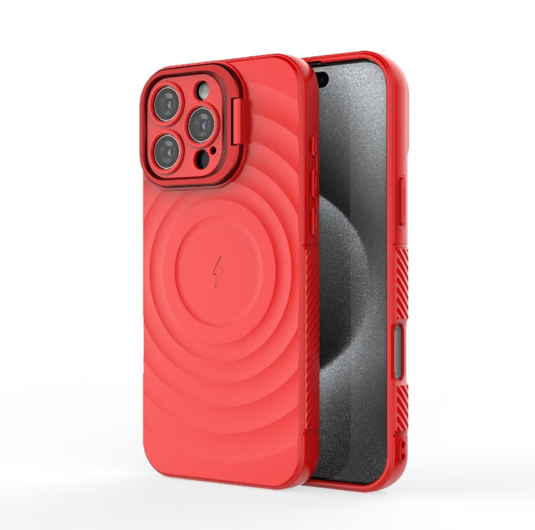 For iPhone 16 Pro Max Lens Frame Bracket Corrugated MagSafe Phone Case(Red) - iPhone 16 Pro Max Cases by buy2fix | Online Shopping UK | buy2fix