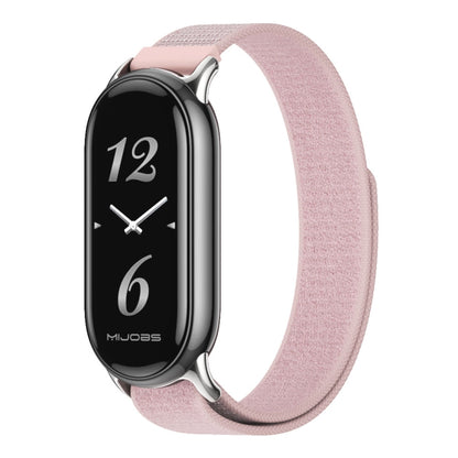 For Xiaomi Smart Band 9 / 8 MIJOBS Nylon Watch Band Wristband(Pink Silver) - Watch Bands by MIJOBS | Online Shopping UK | buy2fix