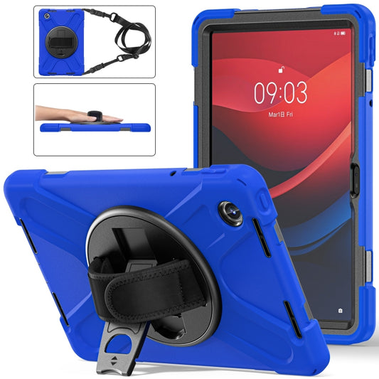 For Lenovo Tab M11 /Xiaomi Pad 11 2024 Rotatable Holder Silicone Hybrid PC Tablet Case with Shoulder Strap(Blue) - Lenovo by buy2fix | Online Shopping UK | buy2fix