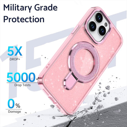 For iPhone 16 Pro Max Glitter Ring Holder MagSafe Phone Case(Pink) - iPhone 16 Pro Max Cases by buy2fix | Online Shopping UK | buy2fix