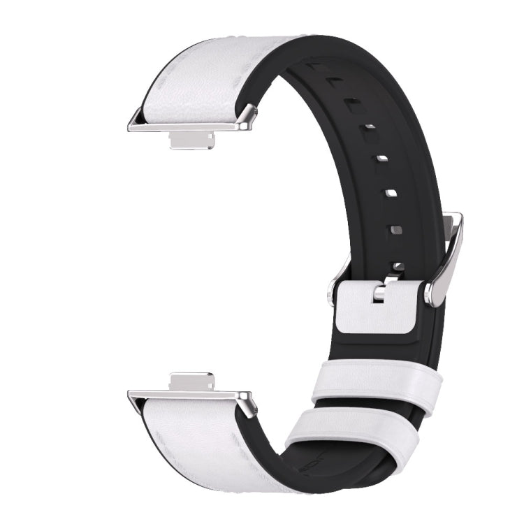 For Huawei Watch Fit3 MIJOBS TPU Leather Watch Band(White Silver) - Watch Bands by MIJOBS | Online Shopping UK | buy2fix