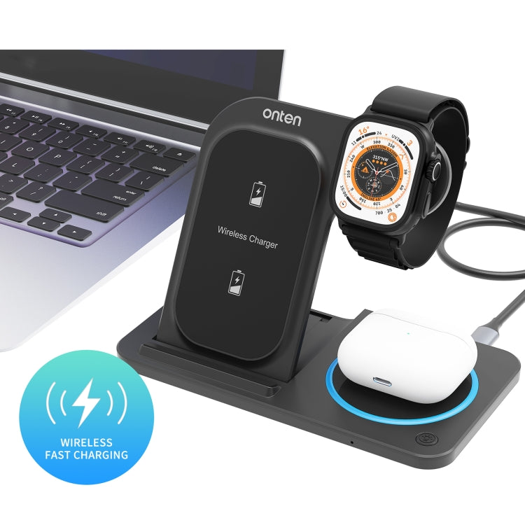 Onten CW11 3 in 1 Folding Wireless Charging(Black) - Wireless Charger by Onten | Online Shopping UK | buy2fix