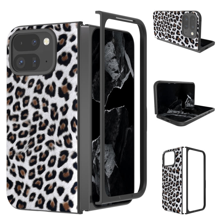 For Google Pixel 9 Pro Fold Black Frame Leopard Full Coverage Phone Case(Silver Leopard) - Google Cases by buy2fix | Online Shopping UK | buy2fix