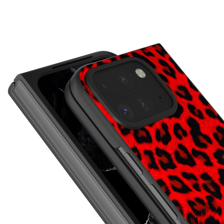 For Google Pixel 9 Pro Fold Black Frame Leopard Full Coverage Phone Case(Red Leopard) - Google Cases by buy2fix | Online Shopping UK | buy2fix