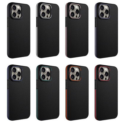 For iPhone 16 Pro Carbon Fiber Texture Lens Holder TPU Phone Case(Orange) - iPhone 16 Pro Cases by buy2fix | Online Shopping UK | buy2fix