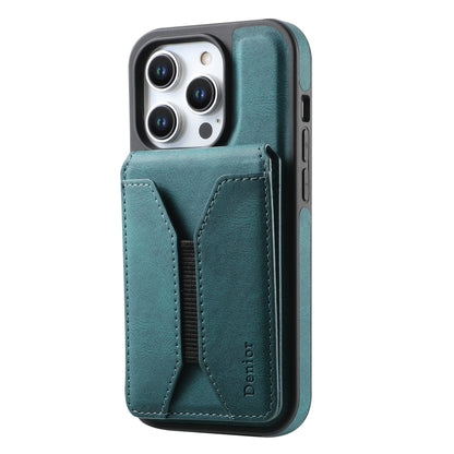 For iPhone 12 / 12 Pro Denior D17 Skin Feel MagSafe Detachable Card Slot Phone Case(Blue) - iPhone 12 / 12 Pro Cases by Denior | Online Shopping UK | buy2fix