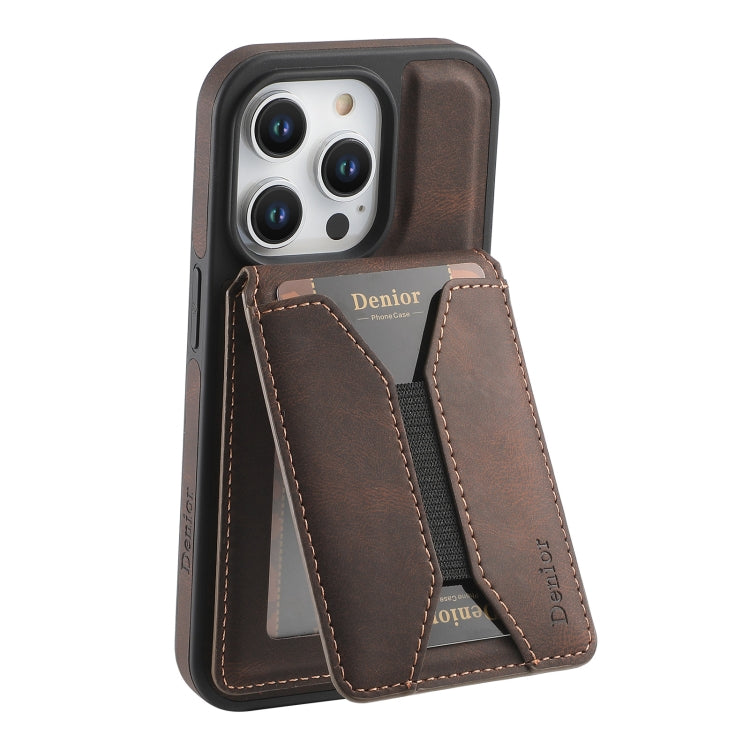 For iPhone 16 Pro Denior D17 Skin Feel MagSafe Detachable Card Slot Phone Case(Brown) - iPhone 16 Pro Cases by Denior | Online Shopping UK | buy2fix