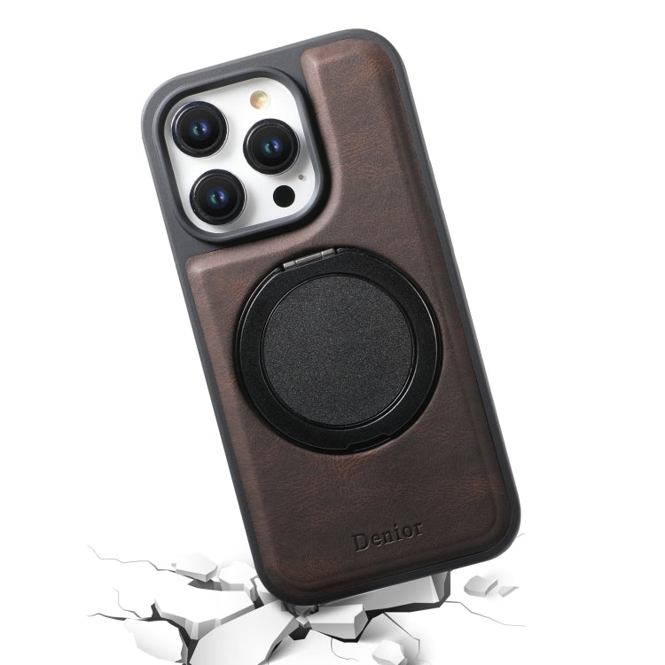 For iPhone 13 Pro Max Denior A14 Skin Feel Rotating Holder MagSafe Phone Case(Brown) - iPhone 13 Pro Max Cases by Denior | Online Shopping UK | buy2fix