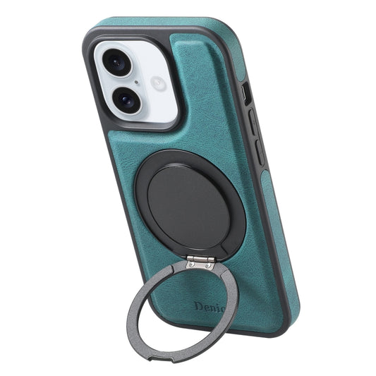 For iPhone 16 Denior A14 Skin Feel Rotating Holder MagSafe Phone Case(Blue) - iPhone 16 Cases by Denior | Online Shopping UK | buy2fix