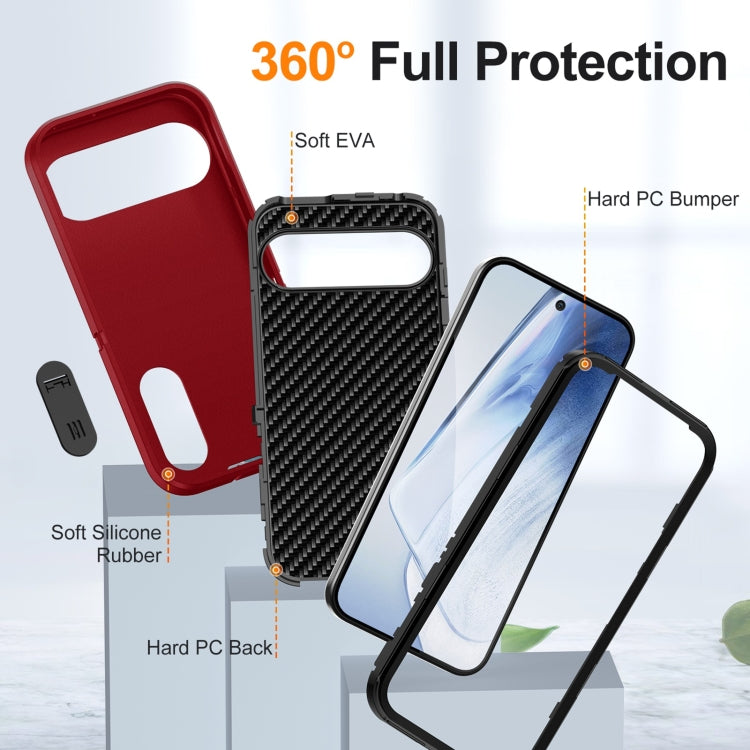 For Google Pixel 9 Pro Rugged PC + Silicone Phone Case with Holder(Red+Black) - Google Cases by buy2fix | Online Shopping UK | buy2fix