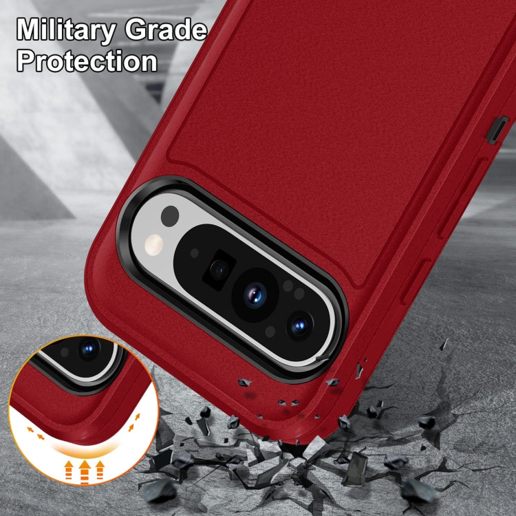 For Google Pixel 9 Pro Rugged PC + Silicone Phone Case with Holder(Red+Black) - Google Cases by buy2fix | Online Shopping UK | buy2fix