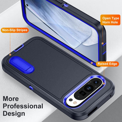 For Google Pixel 9 Pro Rugged PC + Silicone Phone Case with Holder(Dark Blue+Royal Blue) - Google Cases by buy2fix | Online Shopping UK | buy2fix