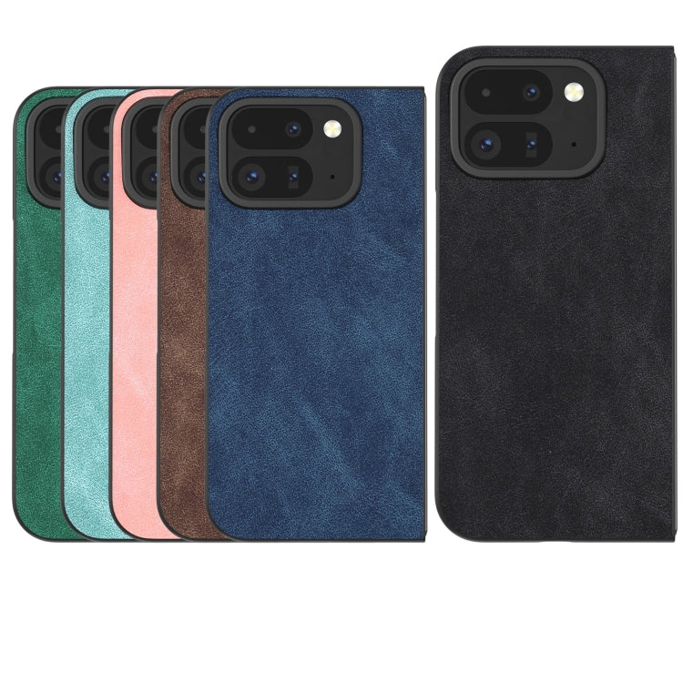 For Google Pixel 9 Pro Fold Black Frame PU Leather Full Coverage Phone Case(Blue) - Google Cases by buy2fix | Online Shopping UK | buy2fix