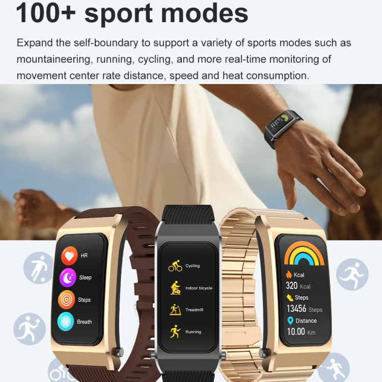 A8 1.98 inch 2 in 1 Bluetooth Earphone Steel Strap Smart Watch, Support ECG / NFC(Gold) - Smart Watches by buy2fix | Online Shopping UK | buy2fix