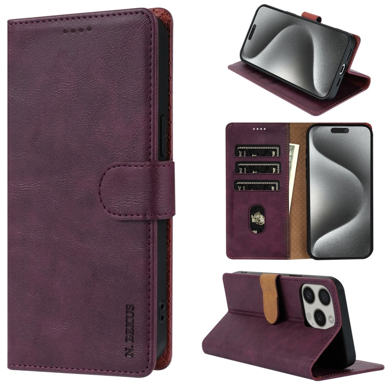 For iPhone 16 Pro N.BEKUS CSJ-P1 Solid Color Leather Phone Case(Wine Red) - iPhone 16 Pro Cases by N.BEKUS | Online Shopping UK | buy2fix