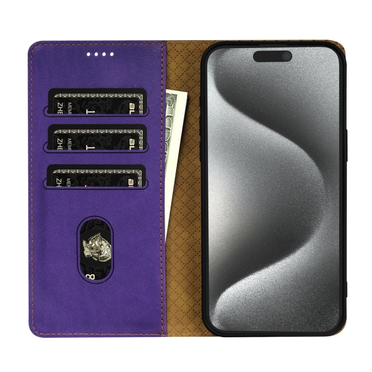 For iPhone 15 Pro Max N.BEKUS CSJ-P1 Solid Color Leather Phone Case(Purple) - iPhone 15 Pro Max Cases by N.BEKUS | Online Shopping UK | buy2fix