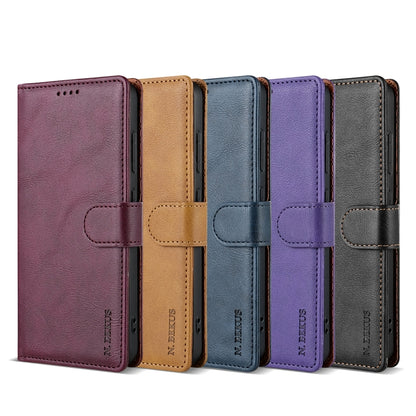 For iPhone 15 Pro Max N.BEKUS CSJ-P1 Solid Color Leather Phone Case(Purple) - iPhone 15 Pro Max Cases by N.BEKUS | Online Shopping UK | buy2fix