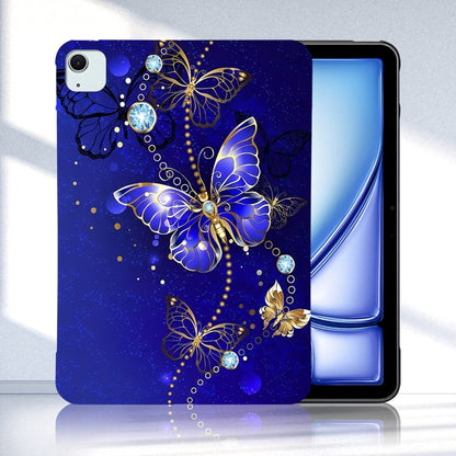 For iPad Air 11 2025 / 2024 Color Painting Pattern Smart Tablet TPU Case(Blue Butterfly) - iPad Air 11 2025 / 2024 Cases by buy2fix | Online Shopping UK | buy2fix