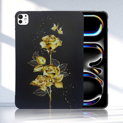 For iPad Pro 11 2024 Color Painting Pattern Smart Tablet TPU Case(Golden Rose) - iPad Pro 11 2024 Cases by buy2fix | Online Shopping UK | buy2fix