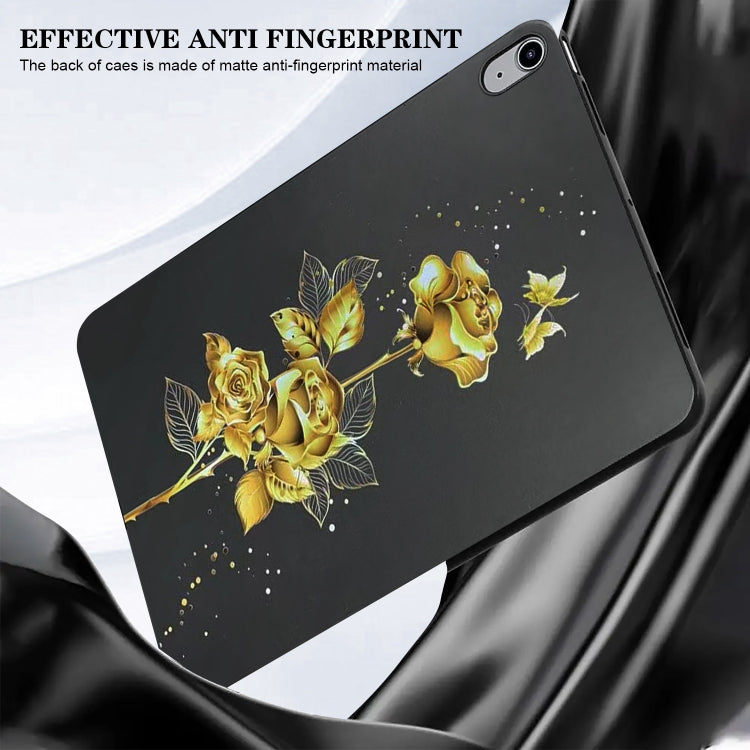 For iPad Air 13 2024 Color Painting Pattern Smart Tablet TPU Case(Golden Rose) - iPad Air 13 2024 Cases by buy2fix | Online Shopping UK | buy2fix