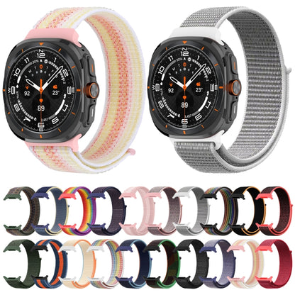 For Samsung Galaxy Watch Ultra 47mm Plastic Connector Nylon Loop Watch Band(Dark Green Orange) - Watch Bands by buy2fix | Online Shopping UK | buy2fix