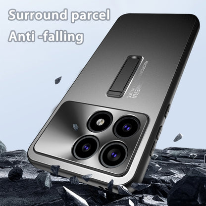 For Redmi K70 Ultra Frosted Metal Hybrid TPU Holder Phone Case(Black) - Xiaomi Cases by buy2fix | Online Shopping UK | buy2fix