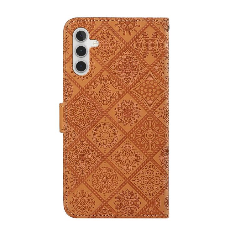 For Samsung Galaxy S25 5G Ethnic Style Embossed Pattern Leather Phone Case(Brown) - Galaxy S25 5G Cases by buy2fix | Online Shopping UK | buy2fix