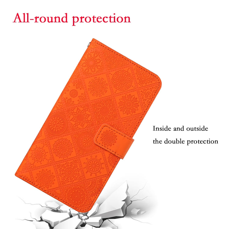 For Samsung Galaxy S25 5G Ethnic Style Embossed Pattern Leather Phone Case(Orange) - Galaxy S25 5G Cases by buy2fix | Online Shopping UK | buy2fix