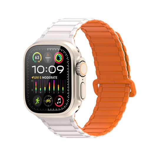 For Apple Watch SE 2023 44mm DUX DUCIS KJ Series Magnetic Buckle Silicone Watch Band(Starlight Orange) - Watch Bands by DUX DUCIS | Online Shopping UK | buy2fix