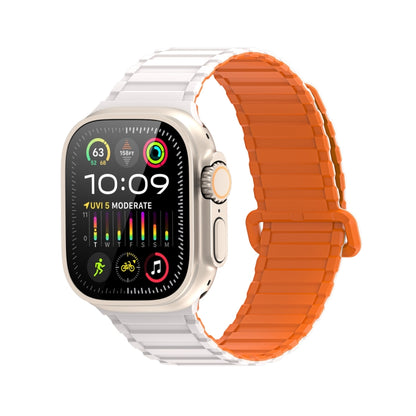 For Apple Watch SE 44mm DUX DUCIS KJ Series Magnetic Buckle Silicone Watch Band(Starlight Orange) - Watch Bands by DUX DUCIS | Online Shopping UK | buy2fix