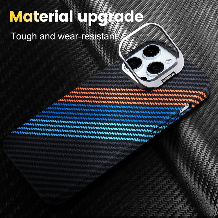 For iPhone 16 Pro Carbon Fiber Lens Holder Phone Case(Black) - iPhone 16 Pro Cases by buy2fix | Online Shopping UK | buy2fix