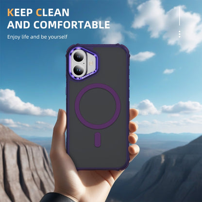 For iPhone 16 Plus Rainbow Series Skin Feel MagSafe Lens Holder Phone Case(Dark Purple) - iPhone 16 Plus Cases by buy2fix | Online Shopping UK | buy2fix