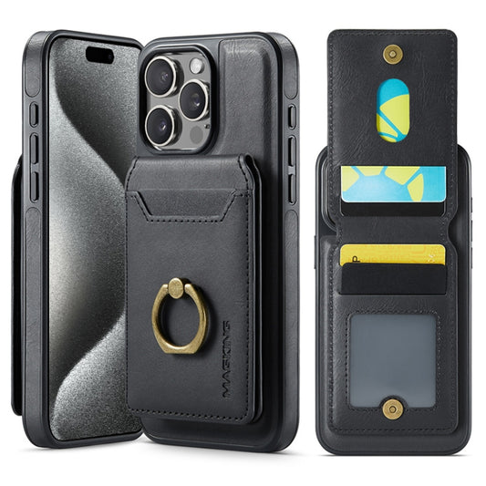 For iPhone 15 Pro DG.MING K1 MagSafe Detachable Wallet RFID Back Cover Phone Case(Black) - iPhone 15 Pro Cases by DG.MING | Online Shopping UK | buy2fix