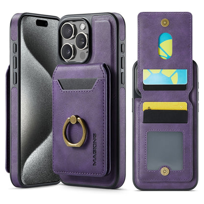 For iPhone 15 Pro DG.MING K1 MagSafe Detachable Wallet RFID Back Cover Phone Case(Purple) - iPhone 15 Pro Cases by DG.MING | Online Shopping UK | buy2fix