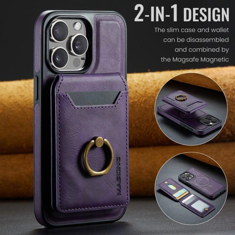 For iPhone 15 DG.MING K1 MagSafe Detachable Wallet RFID Back Cover Phone Case(Purple) - iPhone 15 Cases by DG.MING | Online Shopping UK | buy2fix