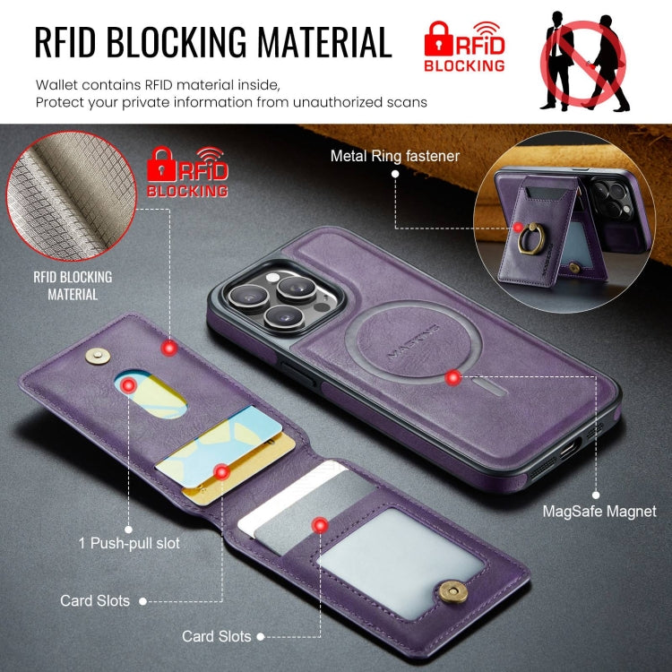 For iPhone 12 DG.MING K1 MagSafe Detachable Wallet RFID Back Cover Phone Case(Purple) - iPhone 12 / 12 Pro Cases by DG.MING | Online Shopping UK | buy2fix