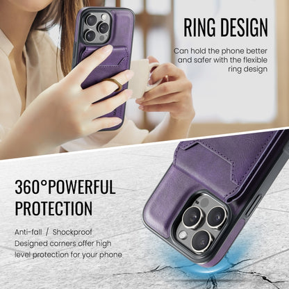 For iPhone 16 Pro DG.MING K1 MagSafe Detachable Wallet RFID Back Cover Phone Case(Purple) - iPhone 16 Pro Cases by DG.MING | Online Shopping UK | buy2fix