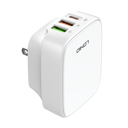 LDNIO Q334 32W Type-C + Dual USB Port Charger with 1m 8 Pin Data Cable, Plug Type:US Plug(White) - USB Charger by LDNIO | Online Shopping UK | buy2fix